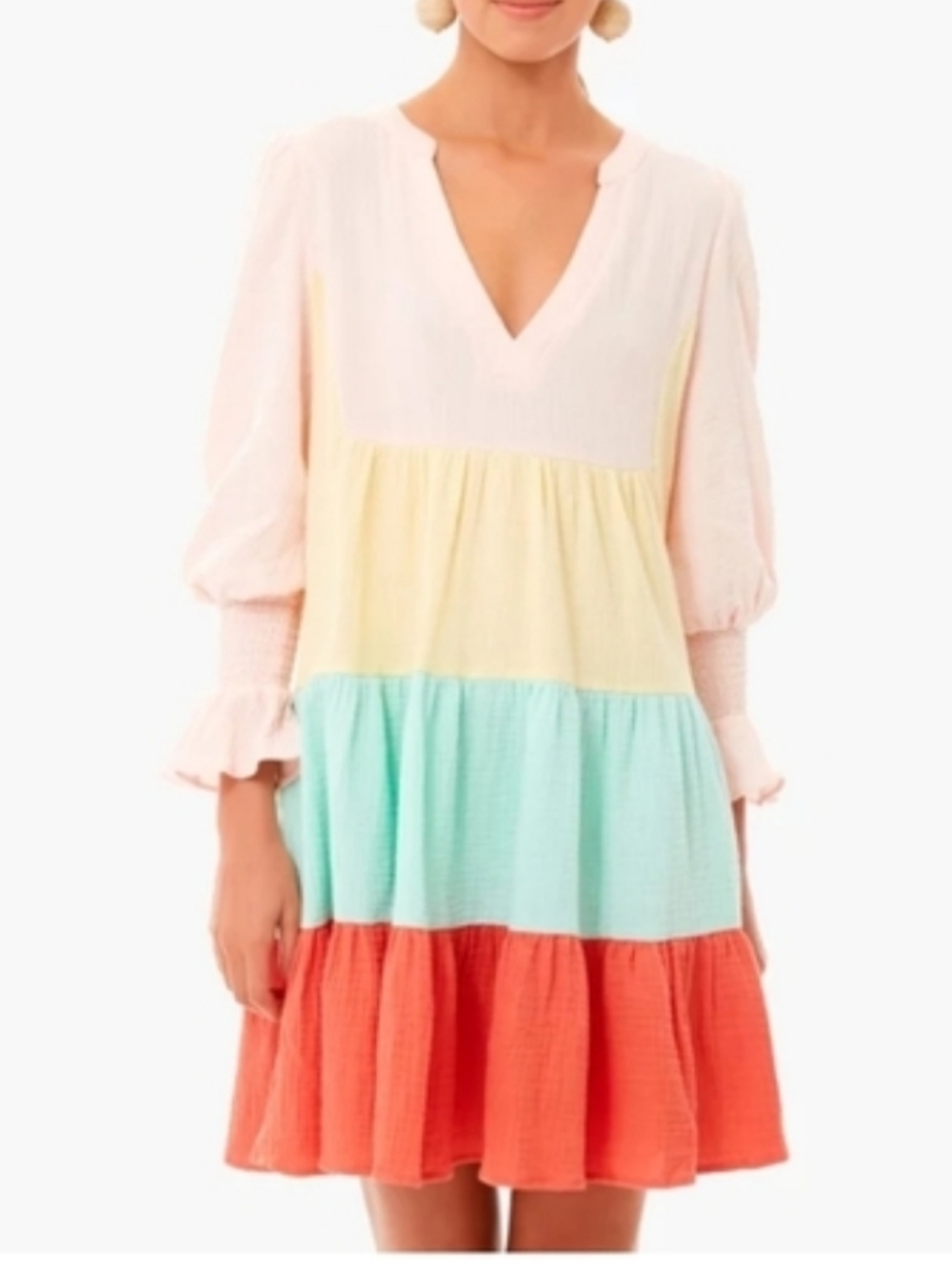 Pomander Place Kenzo Tiered Gauze Sorbet Dress SzM Tiered A-Line